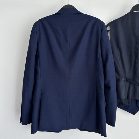 Reiss Suit Jacket Vest Set 2 Piece Mens 38 Navy Blue Duke Wool Mohair Formal - Picture 7 of 16